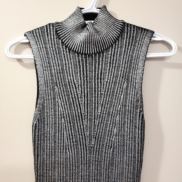 Zara - Silver Metallic Knit Bodycon Dress - Size S - Picture 8 of 14